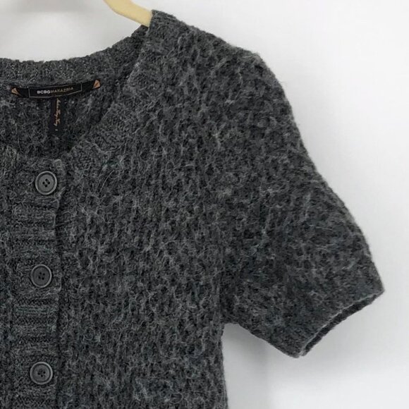 BCBGMaxazria Wool & Alpaca buttoned grey sweater mini dress - Picture 4 of 13